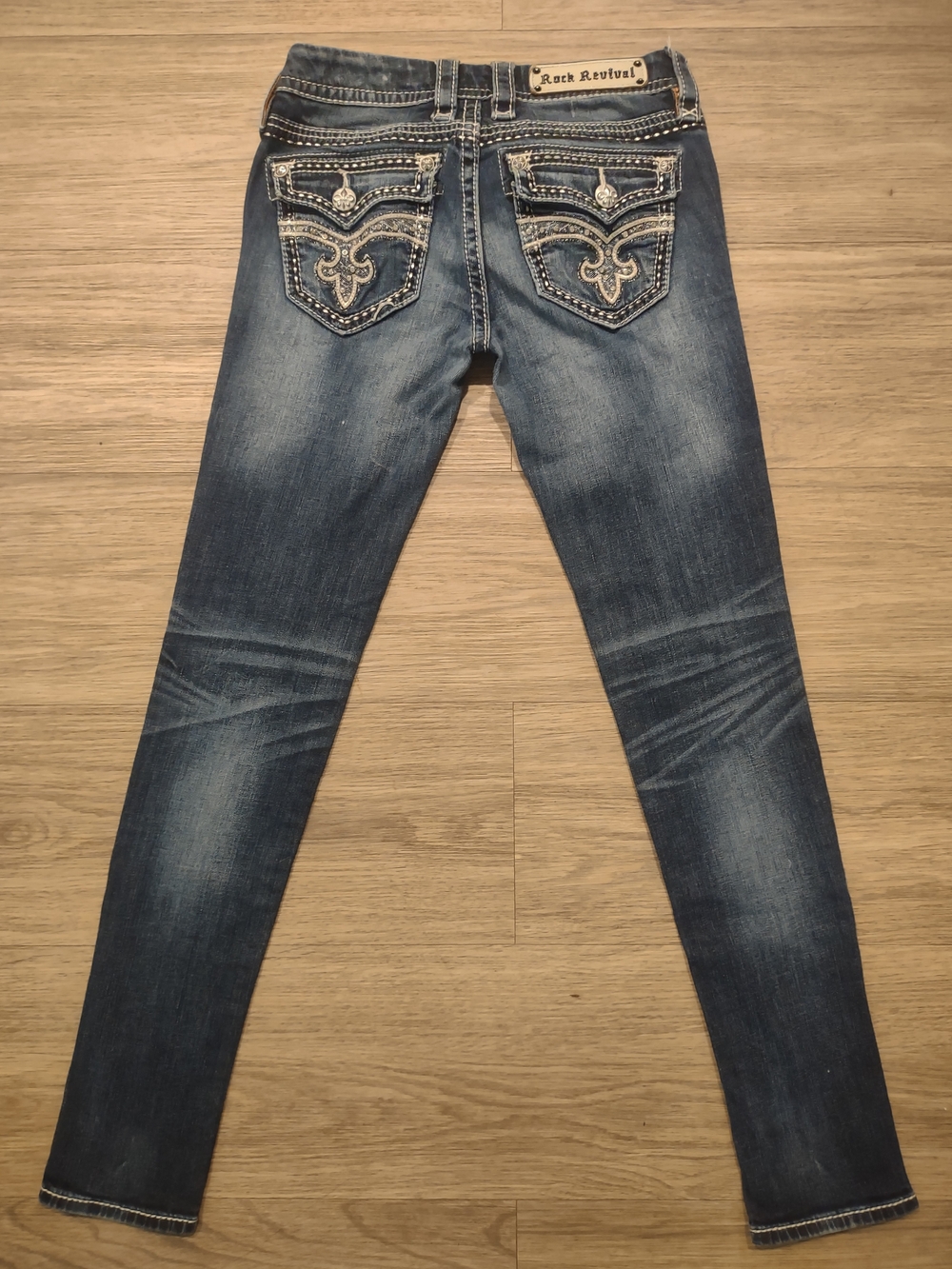 Rock Revival Women's Dark Blue Embroidered Pocket Jeans